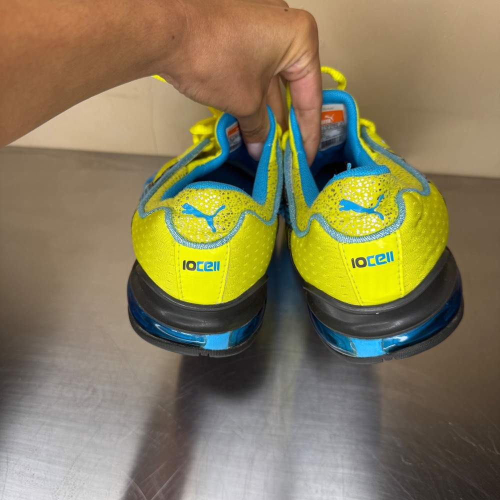 RARE Vtg Y2k Puma Running Shoes Womens Yellow Blue Size 10 2000s - Picture 6 of 9